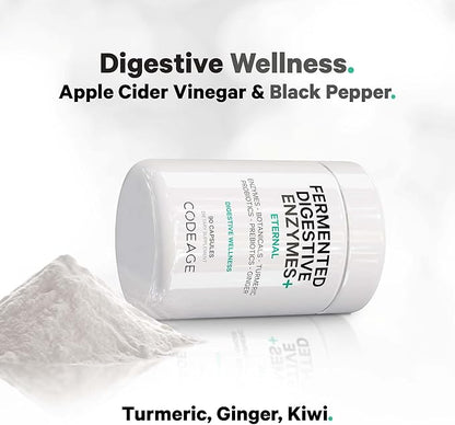 Codeage Fermented Digestive Enzymes Supplement 3-Month Supply - 14 Digestive Enzymes, Probiotics, Prebiotics, Fermented Botanicals, Plant-Based Multi Pancreatic Enzymes - 1 Capsule a Day - 2-Pack