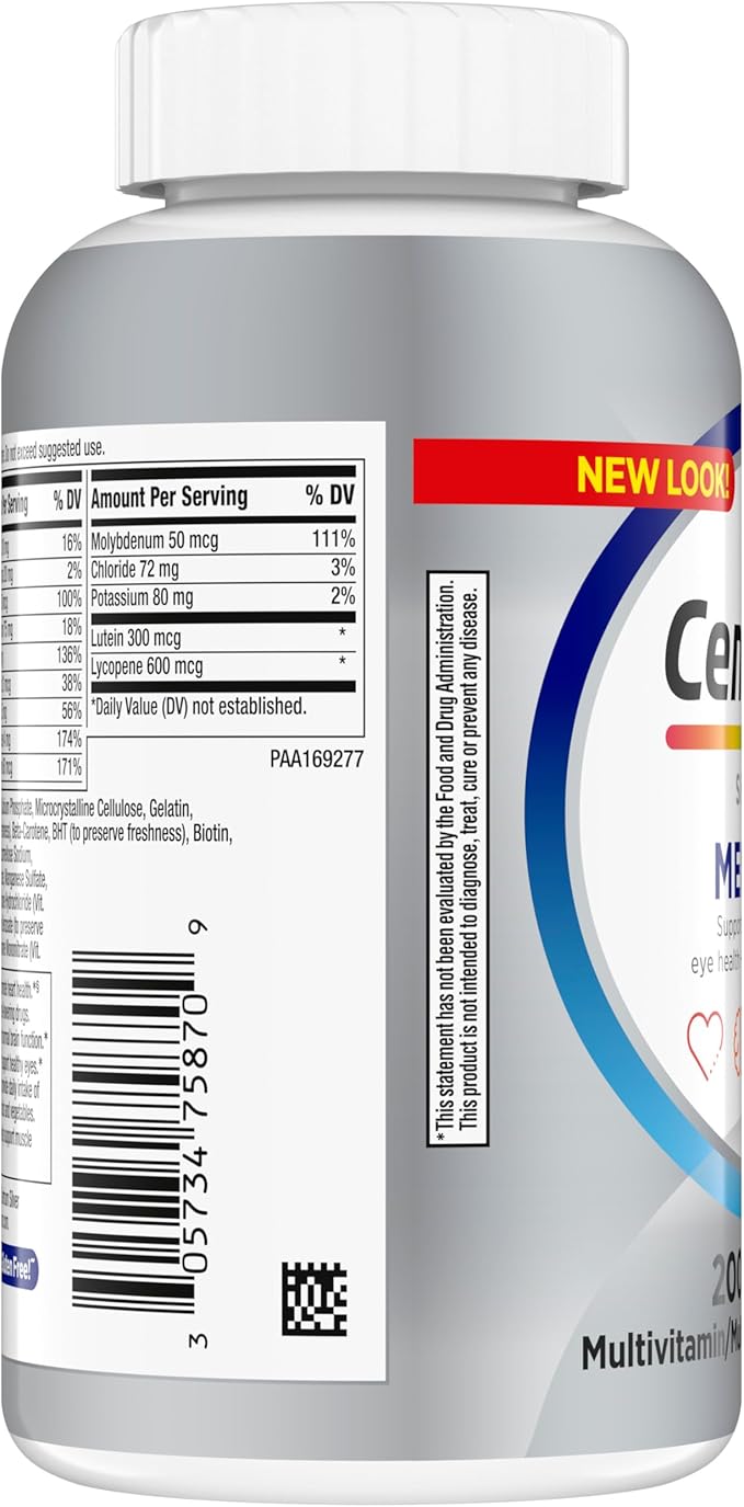 Centrum Silver Men's 50+ Multivitamin with Vitamin D3, B-Vitamins, Zinc for Memory and Cognition - 200 Tablets