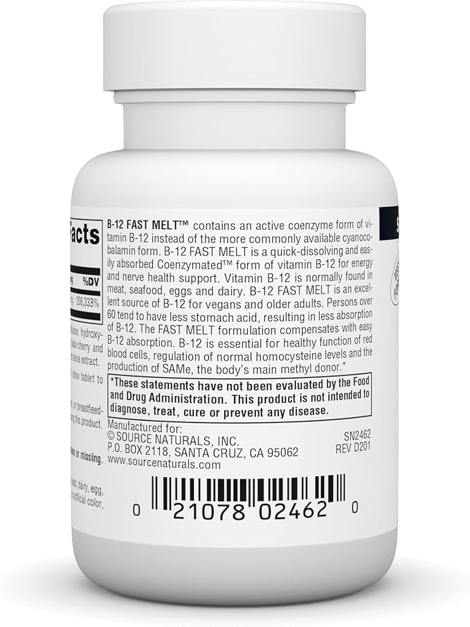 Source Naturals Vitamin B-12 Supports Energy Production* - 5 mg - 60 Fast Melt Vegan Formula