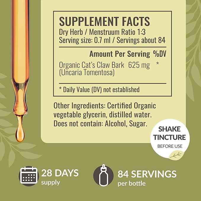 Herbamama Liquid Drops Kit - Bundle of Cat's Claw Extract 2 fl oz and Lemon Balm Tincture 2 fl oz - Vegan Herbal Supplement Liquid Extract - Non GMO, Sugar & Alcohol-Free - 2 Pack