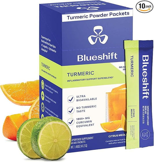 Turmeric Citrus Medley - Turmeric Powder Packets for Water, Turmeric Curcumin Supplement, No Sugar Drink Mix for Natural Recovery Support - Citrus Flavor, Powder Sticks (10 Pack)