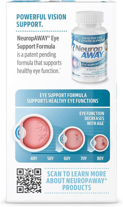 NeuropAWAY Eye Support Supplement 60CT with Lutein N-Acetyl L-Carnosine S-Acetyl Glutathione N-Acetyl Cystiene Pterostilbene Lycopene Zeaxanthin to Support Healthy Vision, Helps Blurry and Dry Eyes