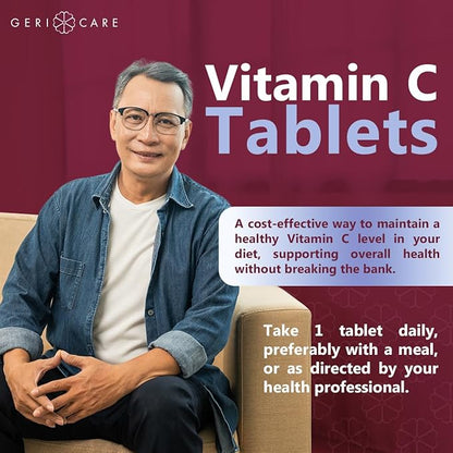 GeriCare Vitamin C 250mg, Immune Support, Antioxidant Protection, Collagen Boost & Iron Absorption for Overall Health, Nutritional Supplement, 100 Count (Pack of 1)