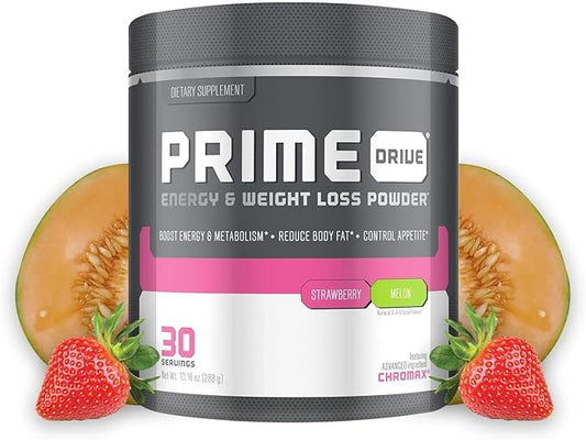 Prime Drive Energy Strawberry Melon Pre Workout Energy Drink Powder, Provides Extreme Energy, Focus and Intensity, Boosts Metabolism 10.2oz (30 Servings)