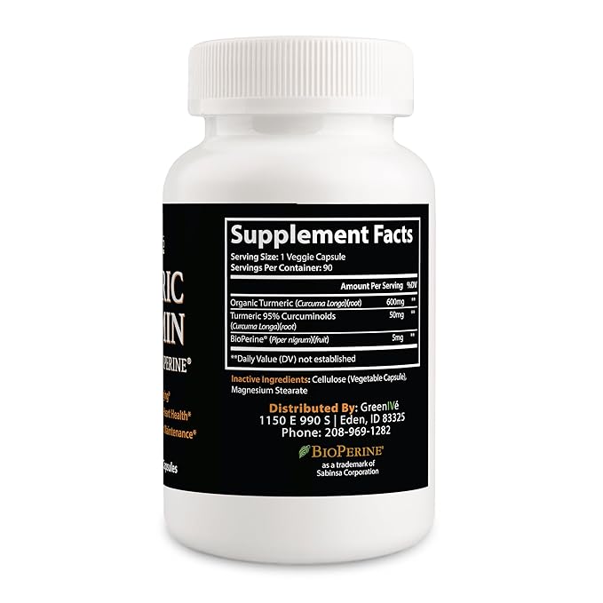 GreenIVe Turmeric Curcumin with BioPerine 90 Capsules with Curcumin 46X Higher Absorption