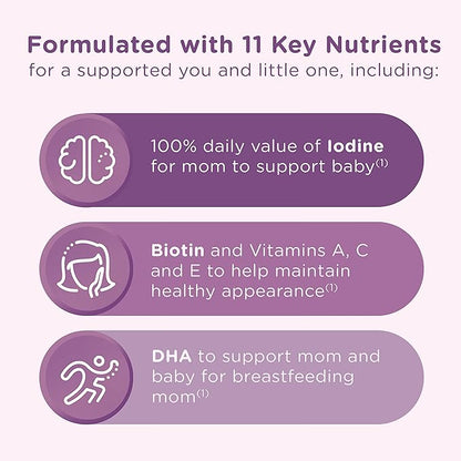Centrum Postnatal Multivitamin Gummies with Biotin and DHA, Mixed Berry and Lemon Flavors - 60 Count, 30 Day Supply
