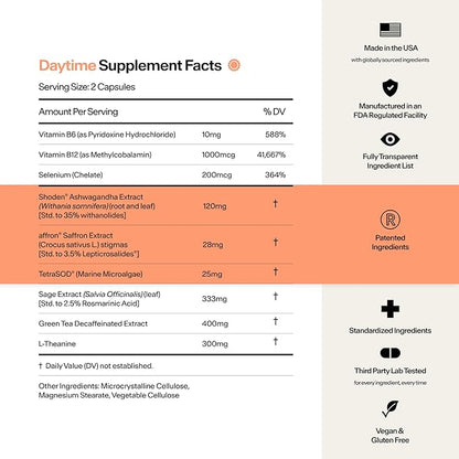 Stasis Daytime Energy & Focus Supplement to Pair with Your Stimulant - New & Improved Formula for All-Day Energy, Mood & Brain Support - Nootropics with Added CoQ10 & Rhodiola Rosea (25 Servings)