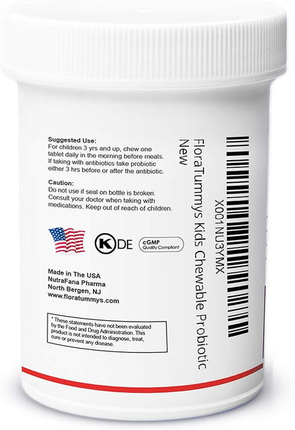 Kids Chewable Probiotic Prebiotics: Non-Dairy, Gluten & Sugar-Free, Peanut & Soy Free, Non-GMO, Tested & Free of Food Allergens, Vegan, Kosher, Berry Flavor(1 Bottle)