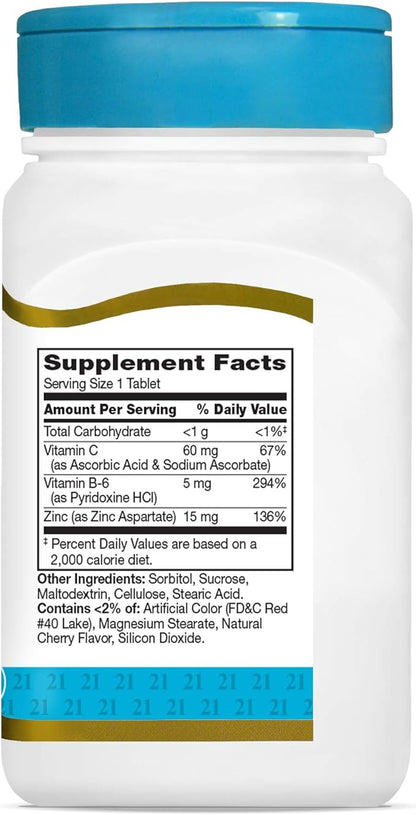 21st Century Zinc Chewable with C and B6, Cherry Chew, 90 Count (Pack of 2)