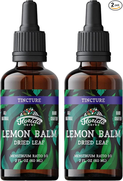 Lemon Balm Tincture - Organic Lemons Drops - Lemon Balm Extract 2 Fl. Oz - Dried Lemon Balm Made in USA - Organic 2 Pack