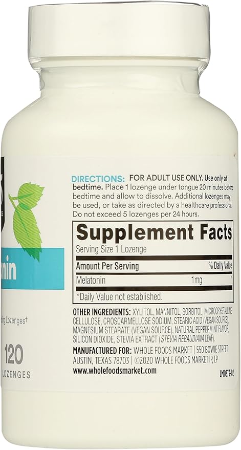 365 by Whole Foods Market, Melatonin 1mg Lozenges, Peppermint Flavored, 120 Count