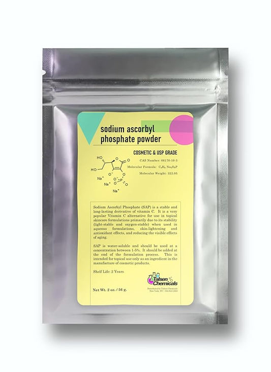 Sodium Ascorbyl Phosphate SAP Powder – Stable Vitamin C Derivative, Antioxidant for DIY Skin Care by Talsen Chemicals (2 Ounce / 56 gram)
