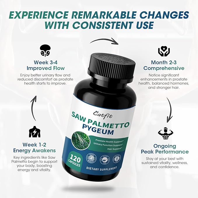 Saw Palmetto for Men 500mg - Prostate Support, Urinary & Hair Health Supplement with Pumpkin Seed Oill, Pygeum - Herbal Complex for Men's Wellness, Vegan Formula, 120 Capsules