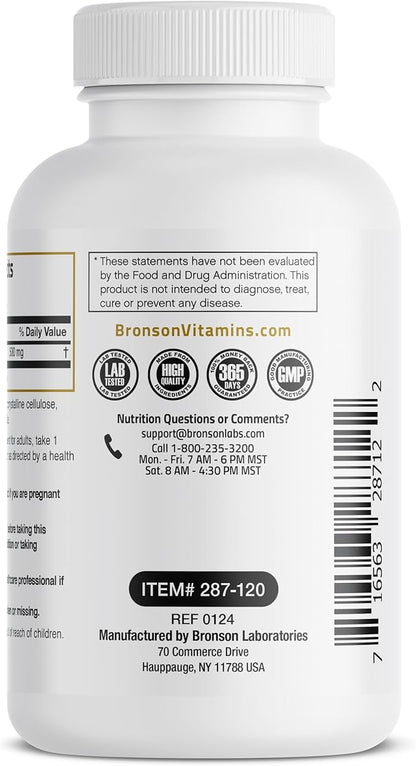 Bronson Acetyl L-Carnitine 500 MG High Potency Amino Acid Non-GMO, 120 Capsules