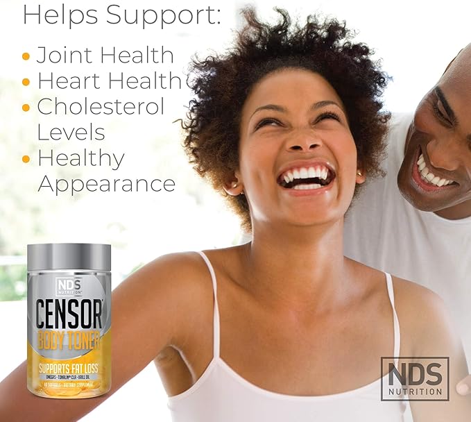 Censor NDS Nutrition Fat Loss and Body Toner with CLA, Fish Oil, Safflower and Omega 3-6-9 Blend - Dietary Supplement for Improved Energy and Health (90 Softgels)
