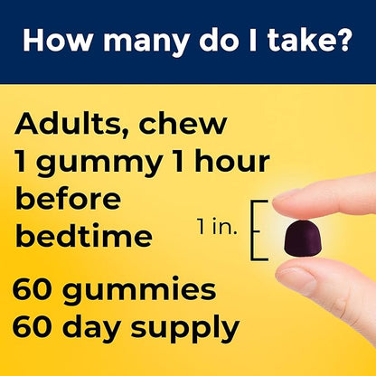 Nature Made Time Release Melatonin 3mg Gummies, 100% Drug Free Sleep Aid for Adults, 60 Melatonin Gummies, 60 Day Supply