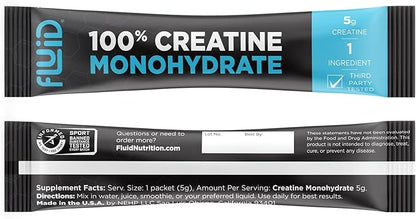 Fluid - Ultra-Fine Micronized 100% Creatine Monohydrate, Informed Sport Certified, Safe for Athletes, 5g Serving (30 Single Servings)