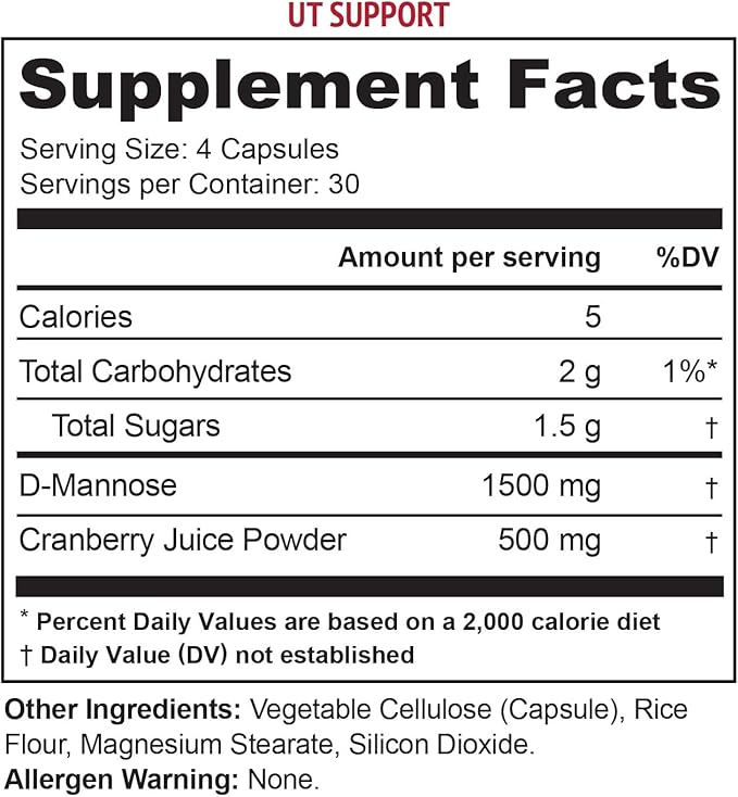 Vitauthority Fast Acting UTI Support Capsules- Cranberry Juice Powder for Utinary Tract Health and Preventitive Support- Enhanced Blend Promotes Urinary Health- 120 Vegetarian Capsules