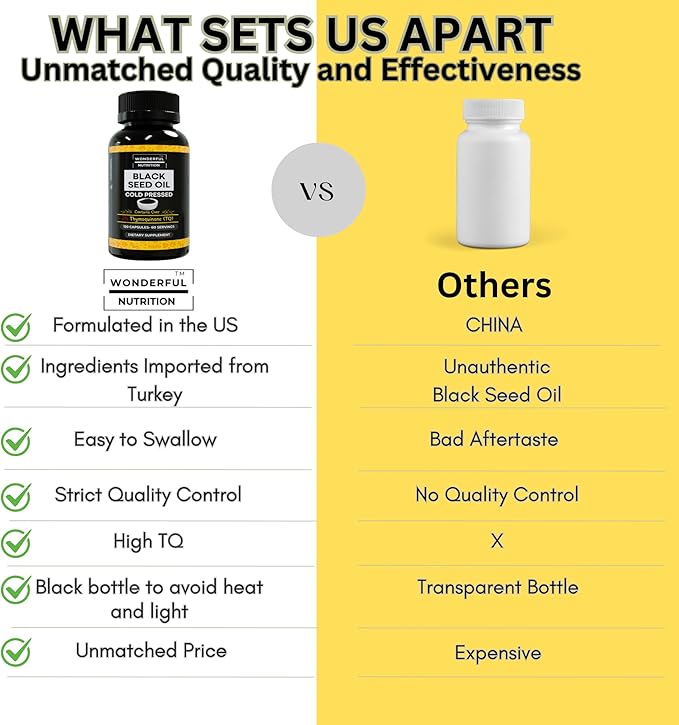Black Seed Oil - 120 Softgels, 1000mg/Serving, 2% Thymoquinone, Black Cumin Seed Oil, Nigella Sativa, Black Seed Oil Organic Cold Pressed- Supports Health, Hair, Skin & Nails