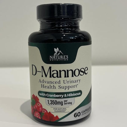 DMannose Pills with Cranberry 1350mg Advanced Formula - Effective Natural Bladder, Urinary Tract Health Support, Flush Impurities - D Mannose Supplements for Women & Men, Non-GMO, Vegan - 60 Capsules