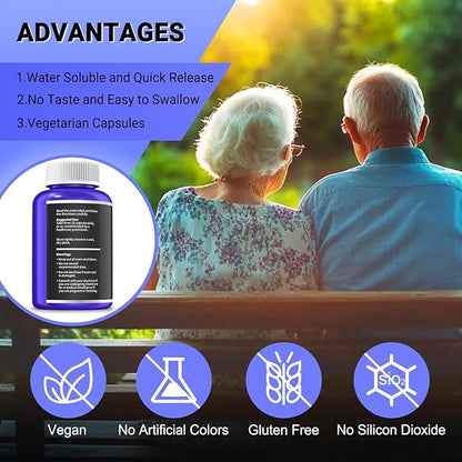 Benfotiamine 600mg Plus 20mg Vitamin B1 | 120 Veggie Capsules | Made in USA | 3rd Party Tested | Fat Soluble Essential Vitamin B1 Thiamine Supplement | Non-GMO | Gluten Free-Vegetarian Friendly