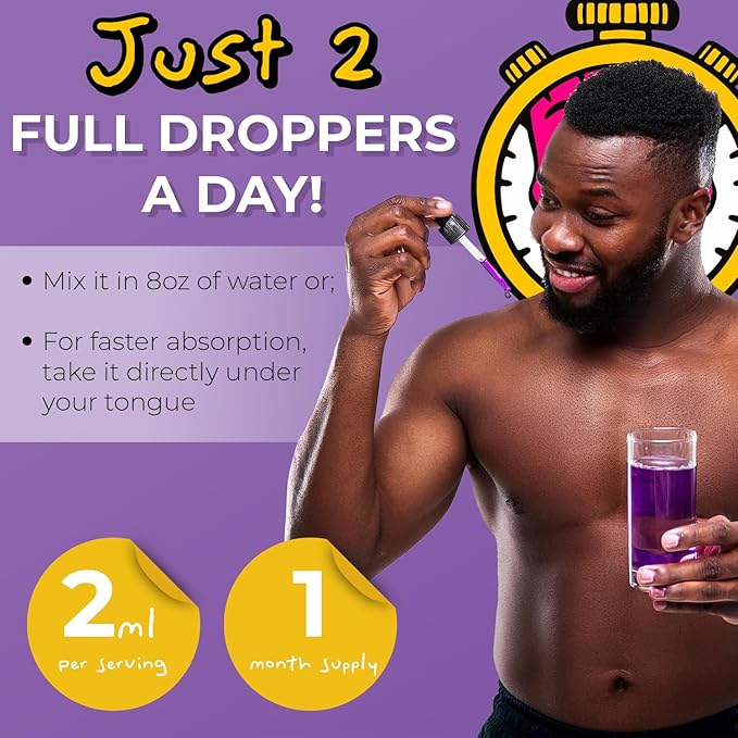 Liquid Recovery Supplement - Support Muscle Recovery, Reduce Cramps, Boost Energy & Immunity - Magnesium Drops with Vitamin C, Zinc & Bromelain (60ml) | 1 Month Supply