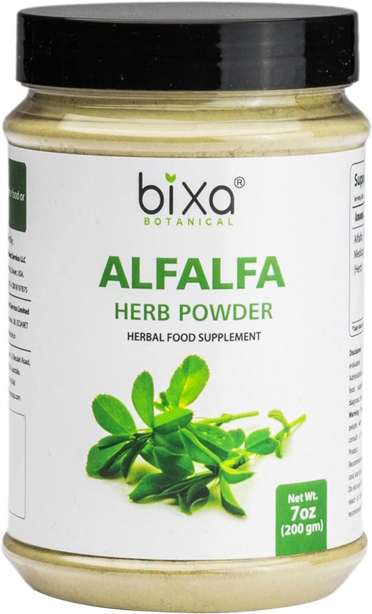 bixa BOTANICAL Ayurvedic Natural Herbal Supplement Alfalfa Powder Pure (Medicago Sativa),Green Superfood | 7 Oz / 200g