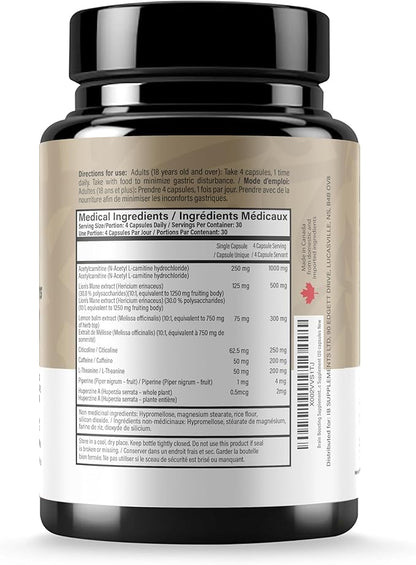 Iron Brothers Brain Boosting Supplement for Focus Factor, Energy & Concentration | Alpha Brain Supplement to Improve Memory with Lion's Main-CDP-Choline - Nootropic | 120 Capsules