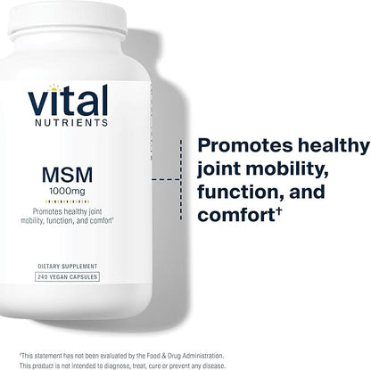Vital Nutrients - MSM 1000 mg - Natural Form of Organic Sulfur - 240 Capsules