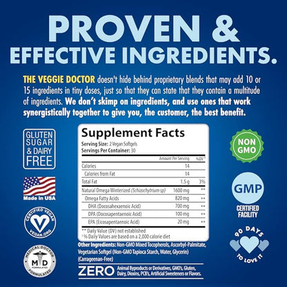 Vegan Prenatal Vitamins with DHA (60 Count) Omega-3 - Qwell Better Than Fish Oil, Brain Function - 820 Mg Algae DHA & EPA, Vegan Prenatal Vitamins with Vitamin E, Carrageenan-Free