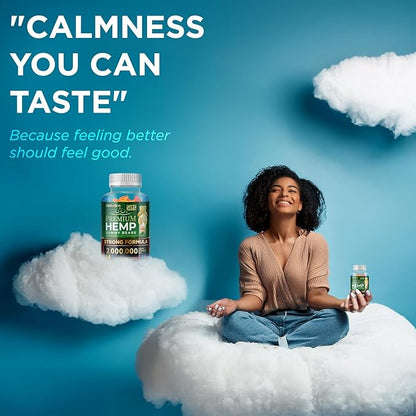 WELLUTION Hemp Gummies XXL 2,000,000 MCG - Vegan Gummy Bears with Natural Hemp Oil, Omega 3-6-9, Vitamins A & D - 60ct