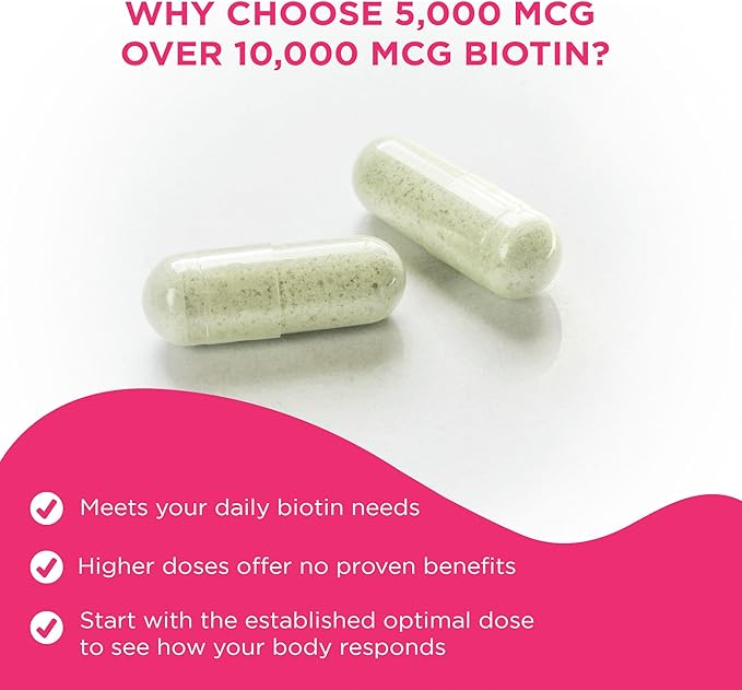Vital Vitamins Biotin Complex Pills - with Hyaluronic Acid, MSM, Collagen, & Vitamin C - Supplement for Hair, Skin, & Nails - 60 Capsules