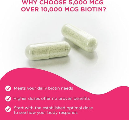 Vital Vitamins Biotin Complex Pills - with Hyaluronic Acid, MSM, Collagen, & Vitamin C - Supplement for Hair, Skin, & Nails - 60 Capsules