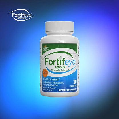 Fortifeye Focus Eye Care Supplement | Triple Carotenoid Including Astaxanthin, Lutein, and Zeaxanthin | 30 Softgel Capsules