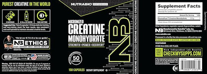 NutraBio Pure Micronized Creatine Monohydrate Capsules, Creatine Pills, Supports Bulk Muscle Energy, Recovery, and Strength - Keto Friendly, Kosher, Creatine Nutritional Supplement for Men and Women