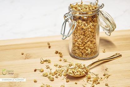 Organic Way Chamomile Flower Whole (Matricaria chamomilla) - Herbal Tea | European Wild-Harvest | Kosher & USDA Certified | Vegan, Non-GMO & Gluten Free | 100% Raw from Albania (1/2LBS / 8Oz.)
