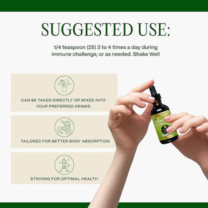 Go Nutrients Immune Booster – Liquid Herbal Support with Echinacea, Goldenseal & Usnea - 7 in 1 Enhancing Defense for Adults & Kids | 2 oz Tincture (48 Servings) for Natural Defense & Wellness