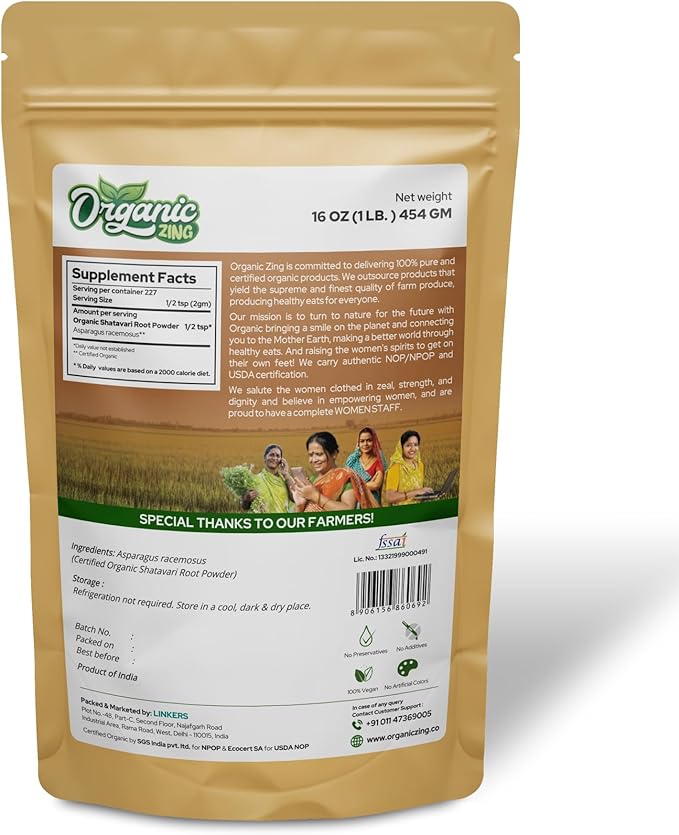 Embrace Your Vitality: Nourish Your Feminine Essence with Shatavari Powder Organic Blend - 16 Ounces (Pack of 4) - A Pure and Natural Ayurvedic for Holistic Women's Health Support