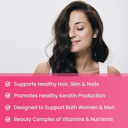 NutraChamps Hair Skin & Nails Gummies, Biotin with Collagen & Keratin, 5000mcg Biotin Beauty Complex, Vitamin Supplement, Berry, 120 Count, Healthy Hair, Radiant Skin & Strong Nails (Pack of 2)