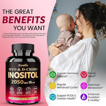 Premium Myo-Inositol & D-Chiro Inositol Supplement | Hormonal Balance & Healthy Ovarian Function Support for Women | Ideal 40:1 Ratio,2,050mg Per Serving, 120 Veggie Capsules-–with Folate, Vitamin D3