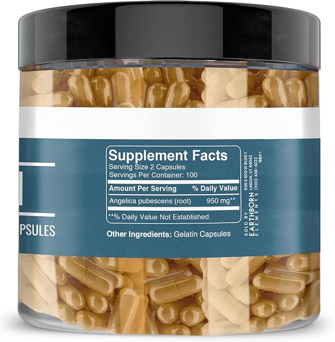 Earthborn Elements Dong Quai 200 Capsules, Pure & Undiluted, No Additives