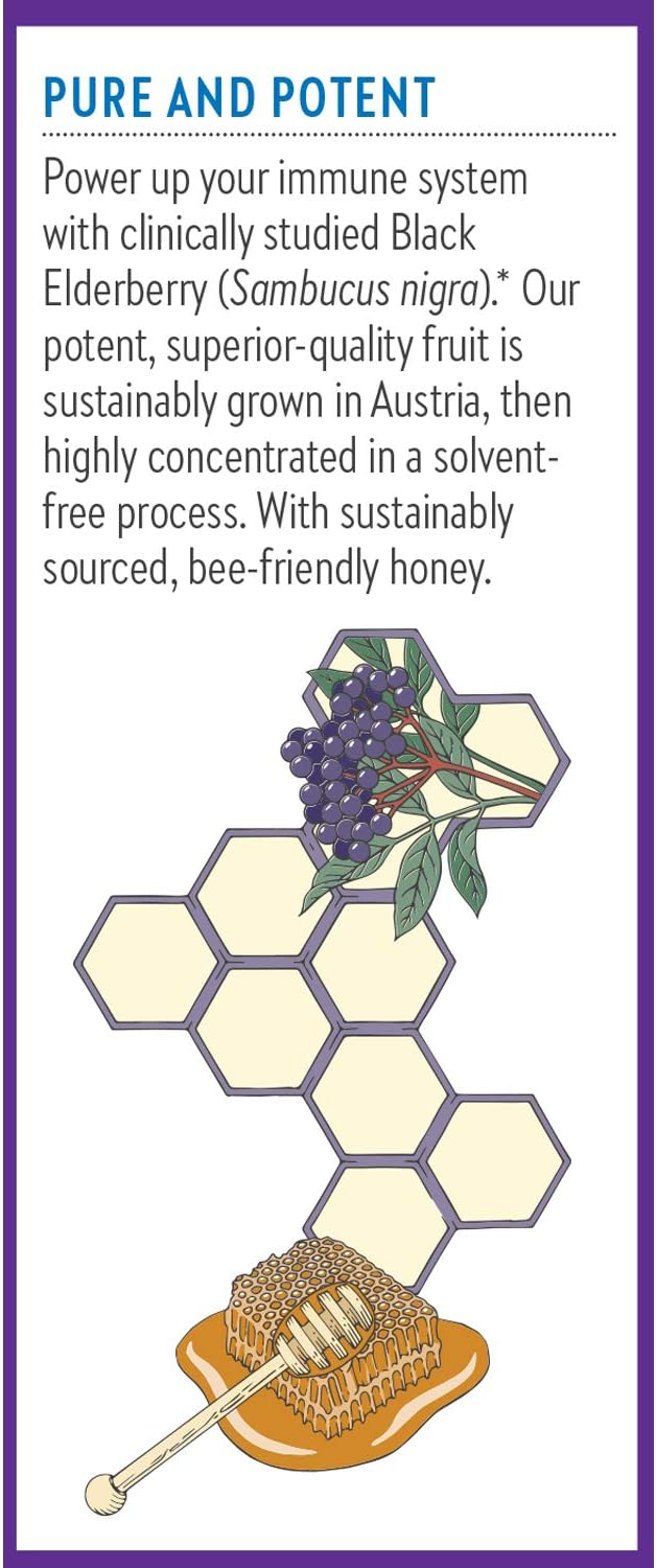 New Chapter Elderberry Syrup, 24 Servings, Immune Defense for Adults & Kids (2+), 64x Concentrated Black Elderberry + Throat-Soothing Grade A Honey, Non-GMO Project Verified, Gluten Free