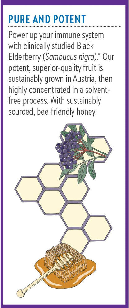 New Chapter Elderberry Syrup, 24 Servings, Immune Defense for Adults & Kids (2+), 64x Concentrated Black Elderberry + Throat-Soothing Grade A Honey, Non-GMO Project Verified, Gluten Free