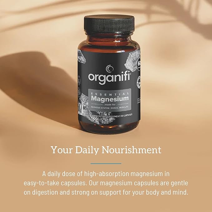 Organifi Essential Magnesium Glycinate Supplement for Bone Support and Muscle Health, 150mg, 60 Vegan Capsules