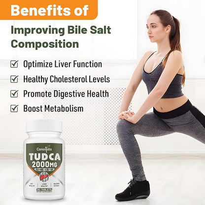 TUDCA Liver Supplements 2000mg - Strong Bile Salts Support Liver Detox & Cleanse - Liver and Gallbladder Health Formula-Easy to Swallow Tablets-30 Days Supply