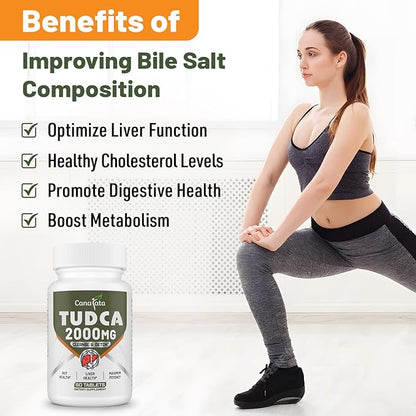 TUDCA Liver Supplements 2000mg - Strong Bile Salts Support Liver Detox & Cleanse - Liver and Gallbladder Health Formula-Easy to Swallow Tablets-60 Days Supply
