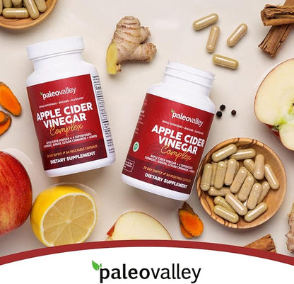 Paleovalley Apple Cider Vinegar Complex with Superfoods - Turmeric, Ginger, Ceylon Cinnamon and Lemon - 84 Vegetable Capsules