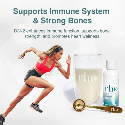 Liposomal D3K2 – Ultra High Absorption Liquid Vitamins D3 and K2 Supplement – Boosts Immune System & Overall Health; Supports Strong Bones & Muscles, and a Healthy Heart