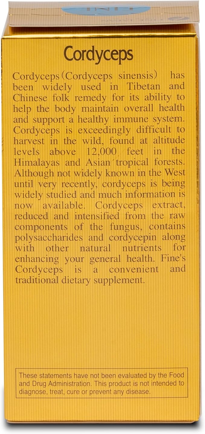 FINE JAPAN Cordyceps Mushroom Capsules - Premium Cordyceps Militaris and Sinensis Extract for Optimal Health Benefits, 100% Authentic Cordyceps in Easy-to-Swallow Capsules