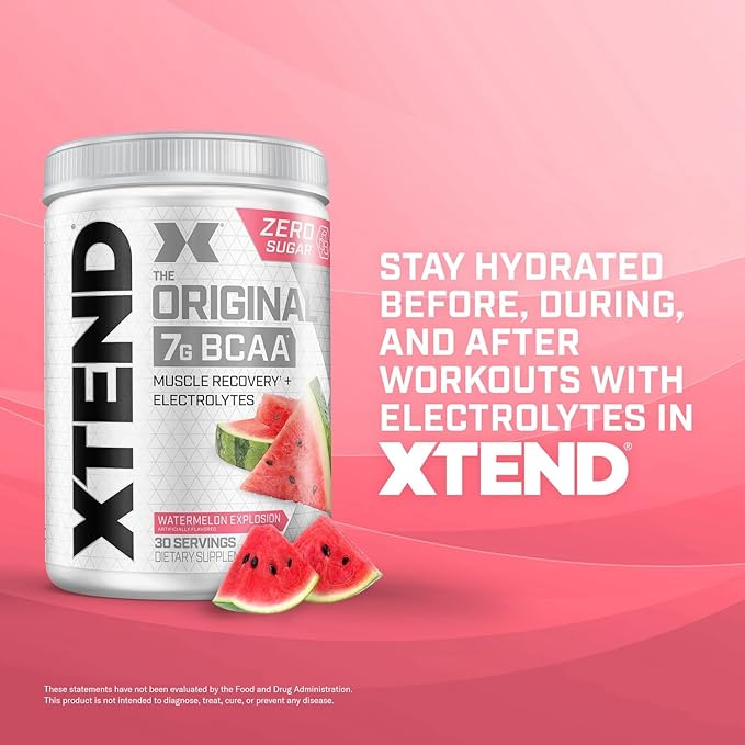 XTEND Original BCAA Powder 7g BCAA and 2.5g L-Glutamine, Sugar Free Post Workout Muscle Recovery Drink with Amino Acids for Men & Women, 30 Servings